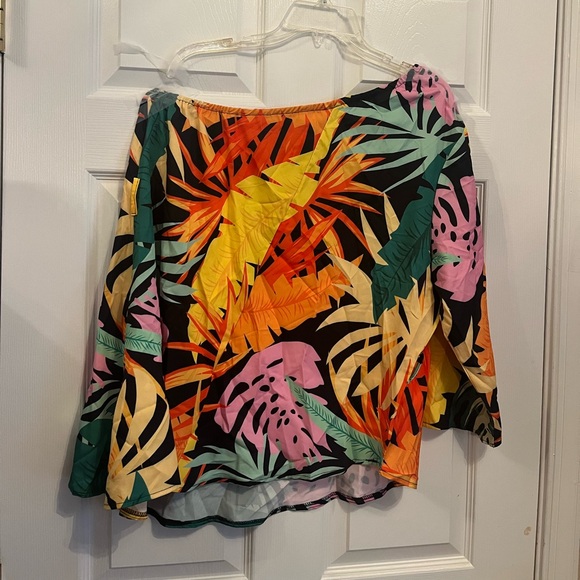 Women's Plus Size Tropical Loose Relaxed Fit One Shoulder Asymmetrical Top 14W - Picture 4 of 8